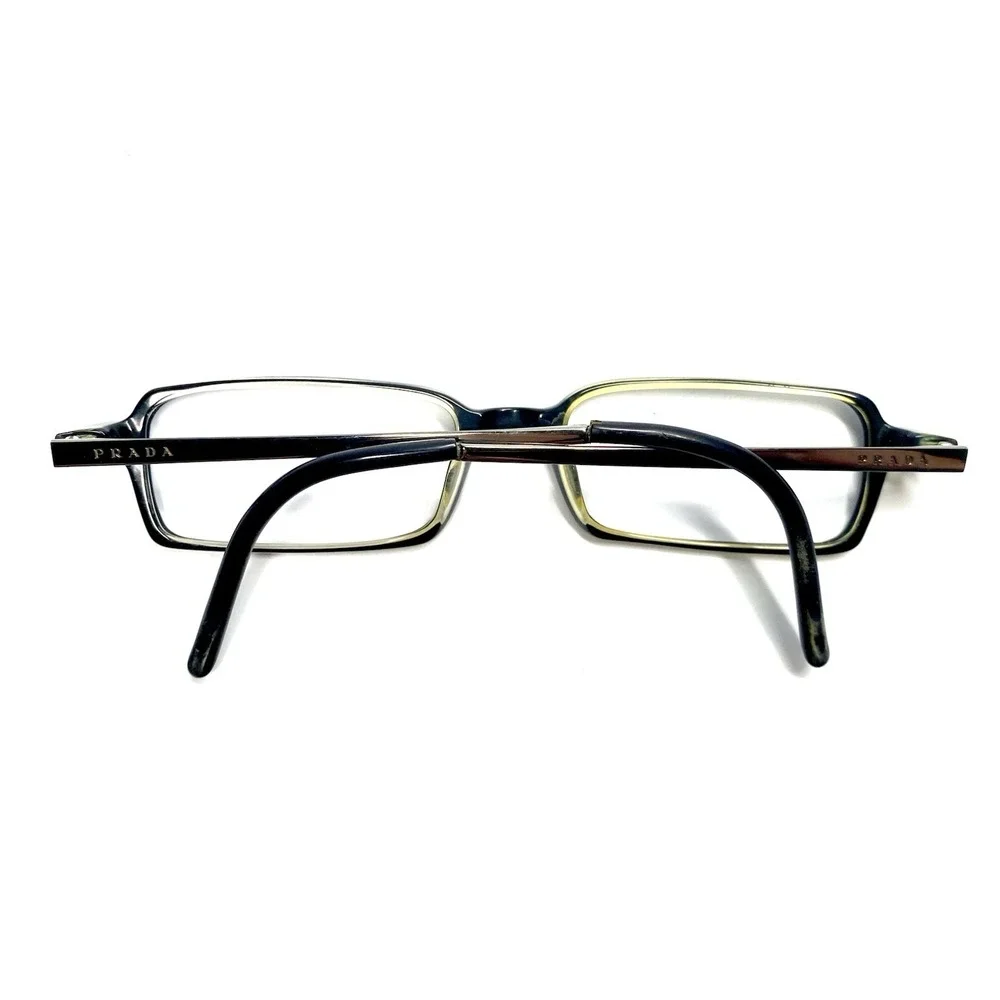 Prada Black Clear Rectangular Glasses Silver Temple VPR13E 2AF101 49 17 140
